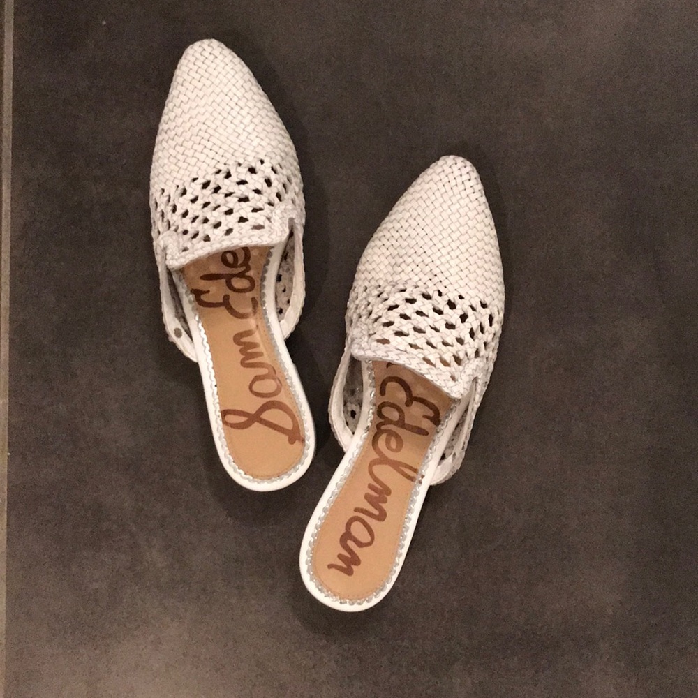 Sam Edelman White Woven Pointed-Toe Flats - Picture 2 of 5